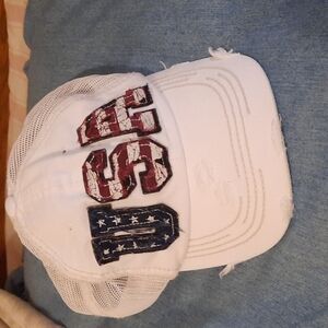 USA white snapback baseball cap snap back hat great condition